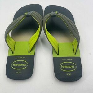 Havaianas Power Light Mens Flip Flops Grey Lime Green Padded Strap Sandals 13